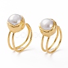 Adjustable Natural Pearl Cuff Rings RJEW-L095-G01-G-2