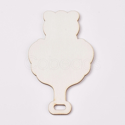 Unfinished Wooden Handheld Mirror MJEW-WH0001-10-1