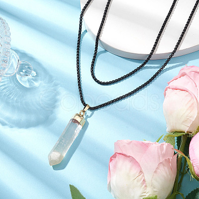 Natural Quartz Crystal Pendant Necklaces NJEW-JN04840-1