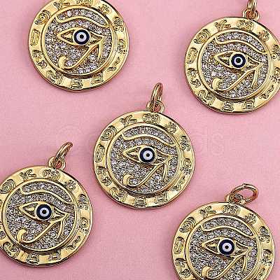 5Pcs Brass Micro Pave Clear Cubic Zirconia Pendants ZIRC-SZ0003-07-1