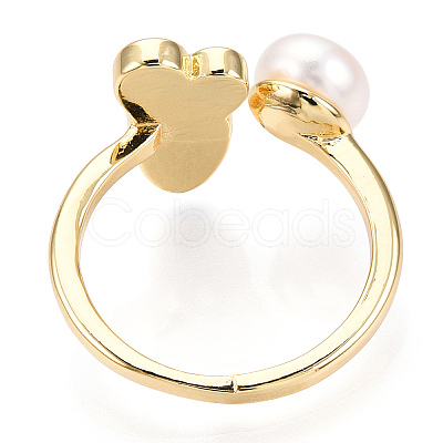 Natural Pearl Open Cuff  Ring with Msilver-Lipped Pearl Oyster PEAR-N022-C09-1