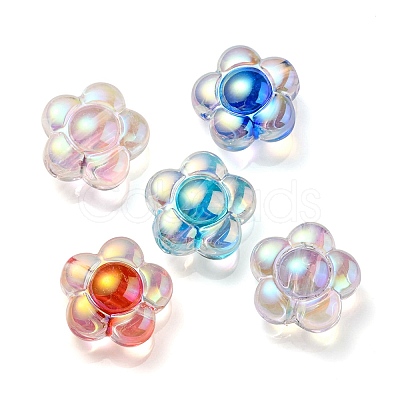 UV Plating Rainbow Iridescent Transparent Acrylic Beads OACR-C007-11-1