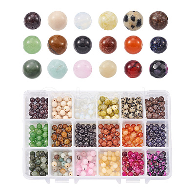 Yilisi 450Pcs 18 Colors Natural & Synthetic Gemstone Beads G-YS0001-10-1