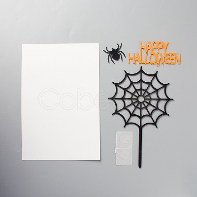 Acrylic Spider Web & Halloween Word Cake Insert Card Decoration DIY-H109-08-1