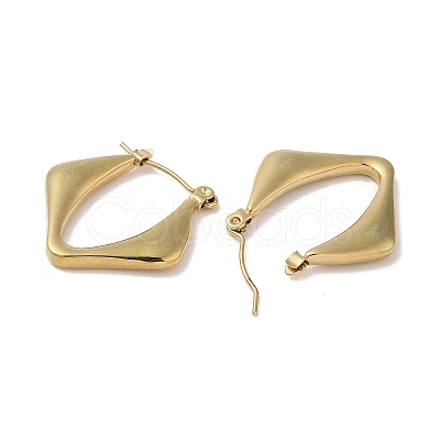 Rhombus 201 Stainless Steel Half Hoop Earrings for Women EJEW-G385-17G-1