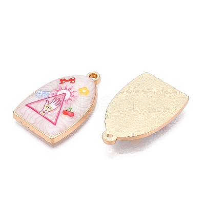 Printed Rack Plating Alloy Enamel Pendants ENAM-T020-03F-1