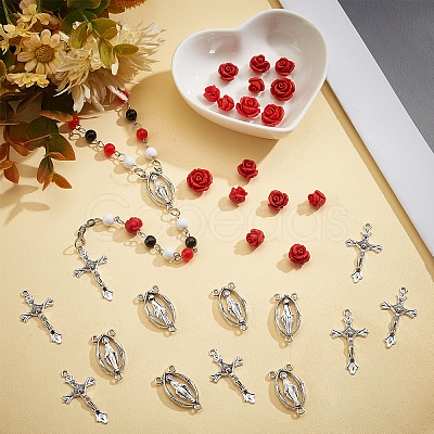 SUPERFINDINGS Religion and Rose Beads Necklace DIY Making Kit DIY-FH0004-05-1