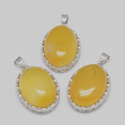 Natural Yellow Agate Pendants G-D851-11-1