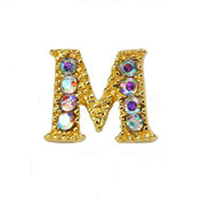 Alloy Gold Rhinetone Letters Nail Stud Cabochons MRMJ-S047-023M-1