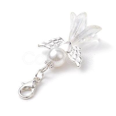 Angel Glass & Glass Pearl Pendant Decorations HJEW-JM01941-1