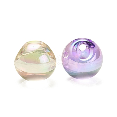 Transparent UV Plating Rainbow Iridescent Acrylic Beads OACR-P015-07-1