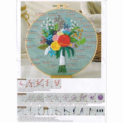 DIY Bouquet Pattern Embroidery Kit DIY-O021-14A-1