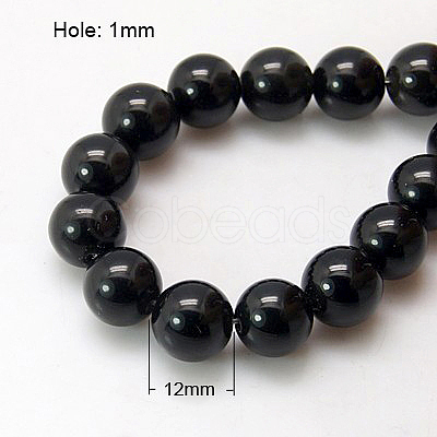 Synthetic Black Stone Beads Strands X-G-G088-12mm-1