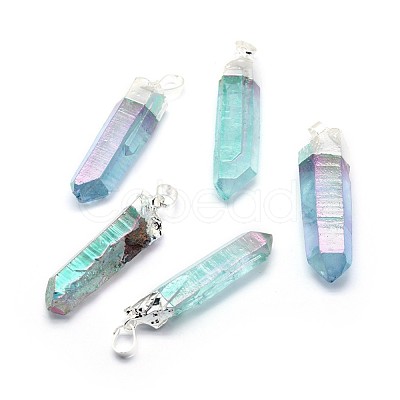 Faceted Natural Quartz Crystal Pointed Pendants G-F582-I01-S-1