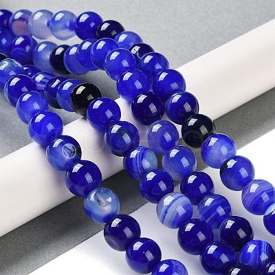 Natural Striped Agate/Banded Agate Beads Strands G-Z060-A01-C24-1