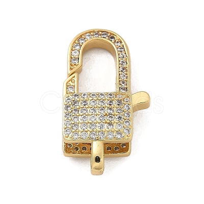 Brass Micro Pave Cubic Zirconia Lobster Claw Clasps KK-M300-04G-03-1