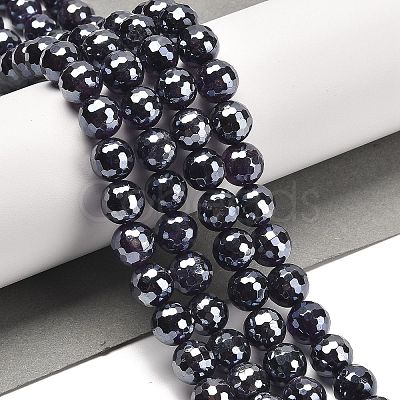 Electroplated Natural Amethyst Round Beads Strands G-L598-A05-03-1