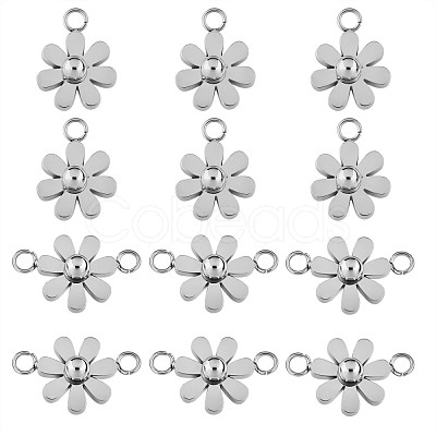 12Pcs 430 Stainless Steel Small Flower Connector Charms & Pendants JX240A-1