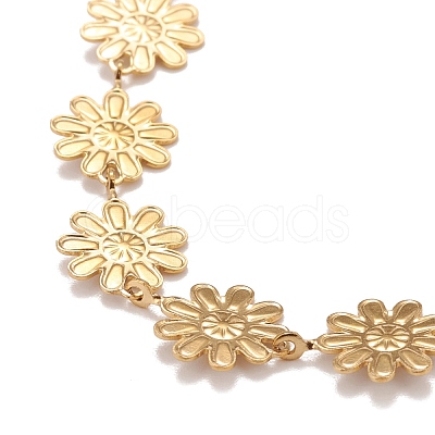 Enamel Daisy Link Chain Necklace NJEW-P220-01G-02-1