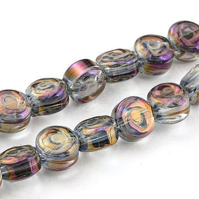 Full Rainbow Plated Electroplate Transparent Glass Beads Strands EGLA-G037-01A-FR02-1