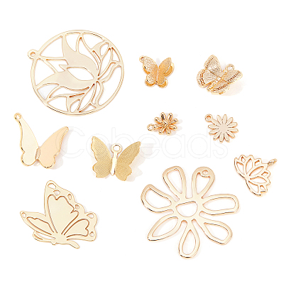 BENECREAT 20Pcs 10 Style Brass Charms KK-BC0002-79-1