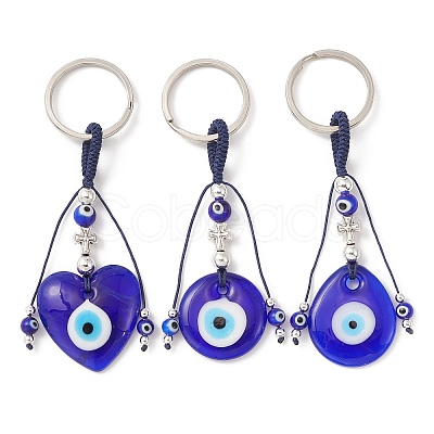 Handmade Lampwork Turkish Blue Evil Eye Pendant Keychain KEYC-JKC00497-1