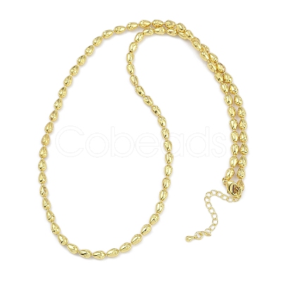 Rack Plating Brass Textured Teardrop Link Chain Necklaces for Women NJEW-K382-08G-1