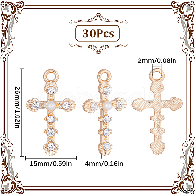 SUNNYCLUE 30Pcs Alloy Rhinestone Pendants FIND-SC0005-65-1