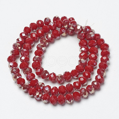 Electroplate Opaque Solid Color Glass Beads Strands EGLA-A034-P6mm-K02-1