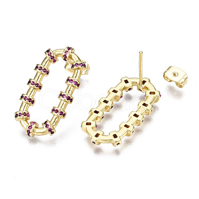 Brass Micro Pave Cubic Zirconia Stud Earrings EJEW-T014-53G-NF-1