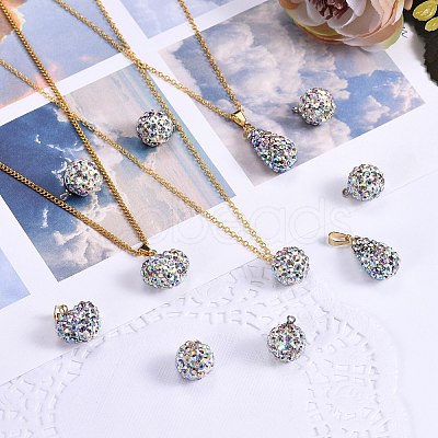 20Pcs 3 Styles Polymer Clay Rhinestone Pendants KK-SZ0001-41-1