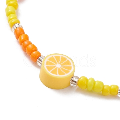 5Pcs 5 Style Lemon & Strawberry & Watermelon Polymer Clay & Glass Seed Beaded Stretch Bracelets Set BJEW-JB09102-1