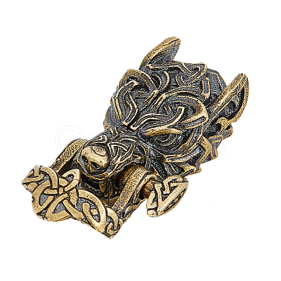 HOBBIESAY 1PC Tibetan Style Wolf Shaped Brass Shackle Clasps FIND-HY0002-78-1