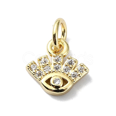 Eye Theme Brass Micro Pave Cubic Zirconia Charms KK-H475-58G-02-1