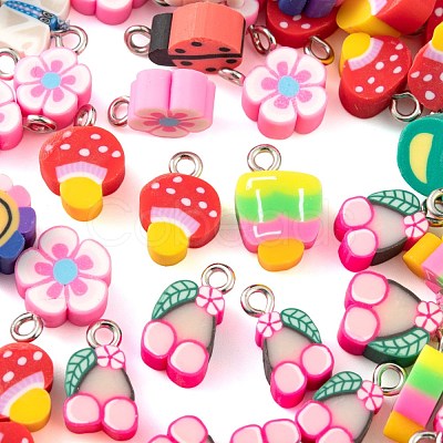 200Pcs 10 Style Handmade Polymer Clay Pendants CLAY-LS0001-15-1