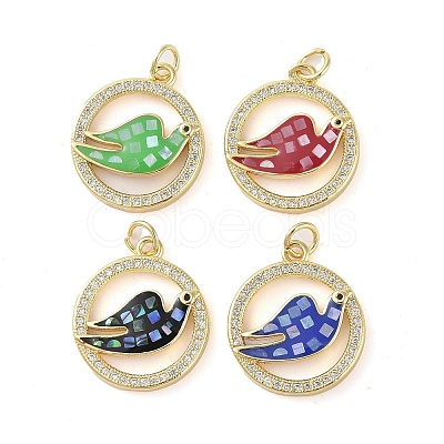 Brass Micro Pave Clear Cubic Zirconia Pendants KK-Q813-03G-1