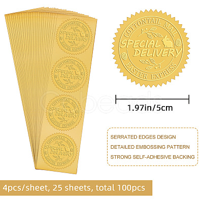 Self Adhesive Gold Foil Embossed Stickers DIY-WH0211-243-1