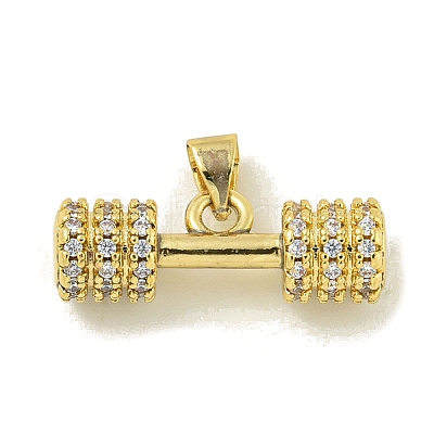 Rack Plating Brass Pave Cubic Zirconia Pendants KK-U029-24G-1