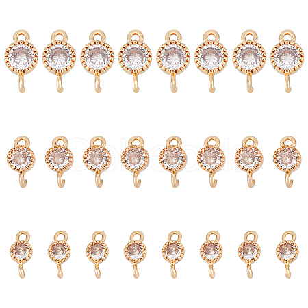 SUPERFINDINGS 24Pcs 3 Styles Brass Pave Clear Cubic Zirconia Connector Charms KK-FH0006-33-1