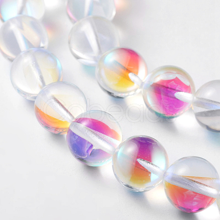 Dyed Synthetic Moonstone Round Beads Strands G-L376-12mm-B08-1