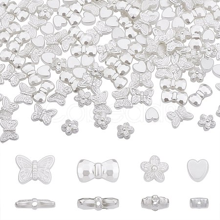 300Pcs 4 Style ABS Plastic Imitation Pearl Beads KY-SZ0001-40-1