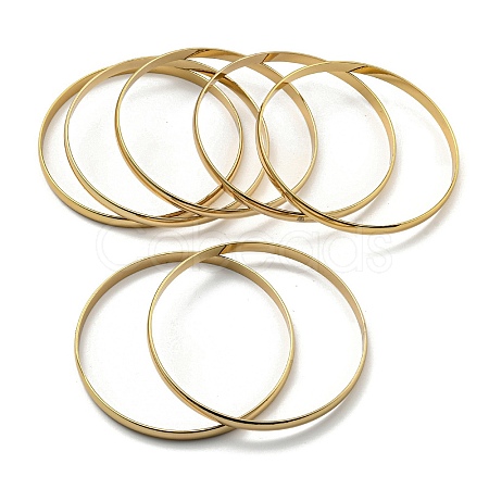 7Pcs PVD Vacuum Plating 202 Stainless Steel Plain Flat Ring Bangle Sets BJEW-M317-14A-G-1