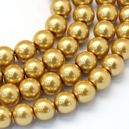 Baking Painted Pearlized Glass Pearl Round Bead Strands HY-Q003-12mm-08-1