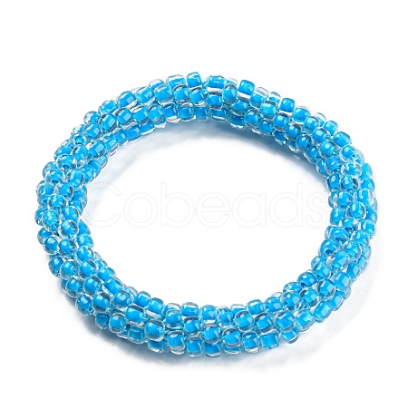 Crochet Glass Beads Braided Stretch Bracelet BJEW-K232-01A-1