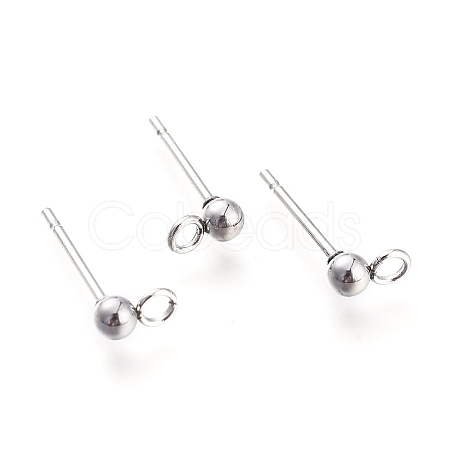 304 Stainless Steel Ear Stud Components STAS-F227-18E-P-1
