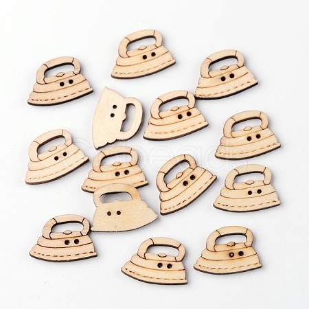 Electric Iron 2-Hole Printed Wooden Buttons BUTT-M014-38-1
