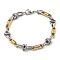 Ion Plating(IP) Two Tone 304 Stainless Steel Column & Oval Link Chain Bracelet, Golden & Stainless Steel Color, 8-5/8 inch(22cm), Wide: 10mm