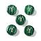 Synthetic Malachite Beads, with Golden Tone Brass Slices, Flat Round with Letter, Letter Y, 15x5mm, Hole: 1.4mm