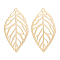 BENECREAT 30Pcs Brass Pendants, Long-Lasting Plated, Leaf, Real 24K Gold Plated, 35x20x0.5mm, Hole: 1mm