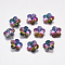 Faceted Glass Rhinestone Charms, Imitation Austrian Crystal, Flower, Volcano, 12x12x5mm, Hole: 1.5mm